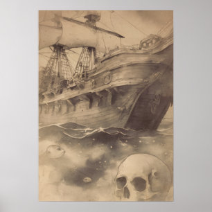 Hij vergeten piratenschip poster