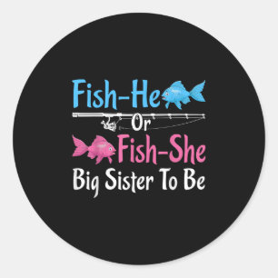 Hij-vis of Zij-vis Grote Zus Geslacht Reveal Baby Ronde Sticker
