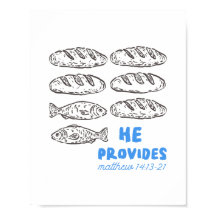 Hij voorziet in brood en vis Christelijke wanddeco