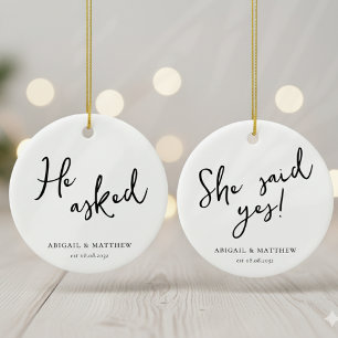 Hij vroeg haar ja te zeggen kalligrafie verloofd keramisch ornament