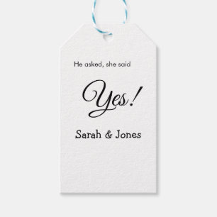 Hij vroeg het zij zei ja verlovingsfeest eenvoudig cadeaulabel
