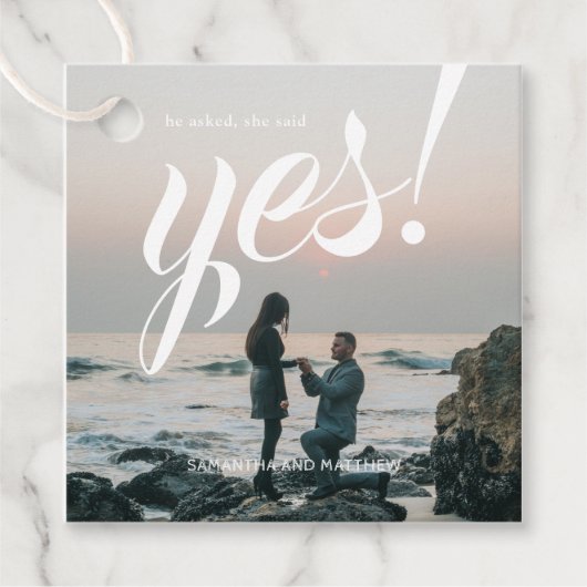 Hij vroeg of ze 'ja' zei bedankjes labels (Voorkant)