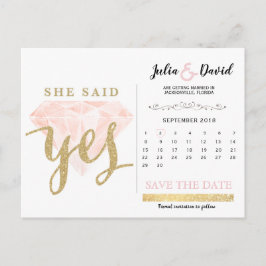 Hij vroeg, ze zei ja Gouden Glinstering en Roze Di Briefkaart