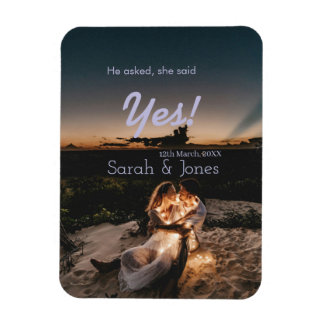 Hij vroeg ze zei ja verlovingsfeest eenvoudige fot magneet