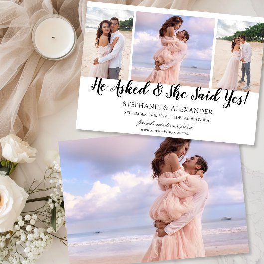 Hij Vroeg Zij Zei Ja Foto Verlovingsaankondiging Kaart