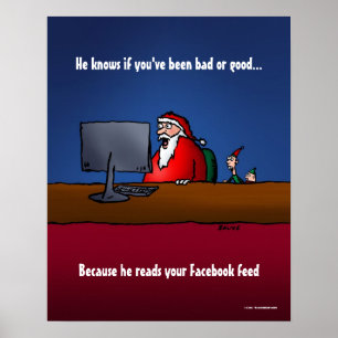 Hij weet of je slecht grappig kerstman Poster bent