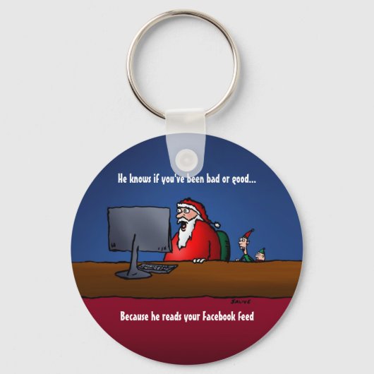 Hij weet of je slechte grappige kerstman bent gewe sleutelhanger (Voorkant)