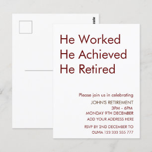Hij werkte en bereikte zijn pensionering op maat briefkaart