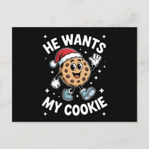 Hij Wil Mijn Koekje Kerst Santa Hoed Dessert Feestdagenkaart