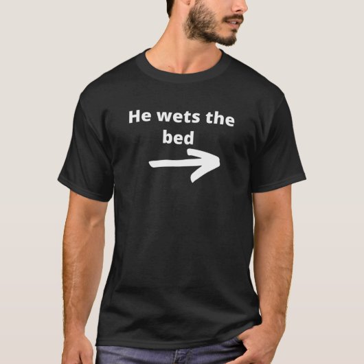 Hij wint het bed. Met een pijl. T-shirt (Voorkant)