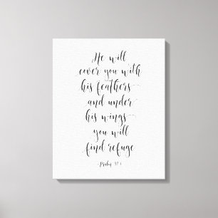 Hij zal je Hoesjes met zijn vaders, psalm 91:4 Canvas Afdruk