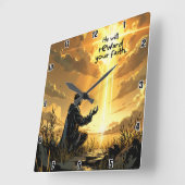 Hij zal uw geloof belonen vierkante klok (Hoek)