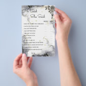 Hij zei dat ze Black Roos BridalShower Game Card z Flyer (Hand)