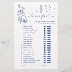 Hij zei dat ze Blue Floral Vrijgezellenfeest Game 