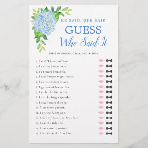 Hij zei dat ze Blue Hydrangea Vrijgezellenfeest Ga