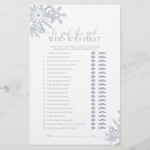 Hij zei dat ze Dusty Blue Snowflake Shower Game ze