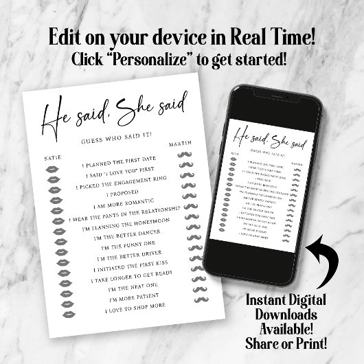 Hij zei dat ze een huwelijksverlovingsfeestspel ze kaart