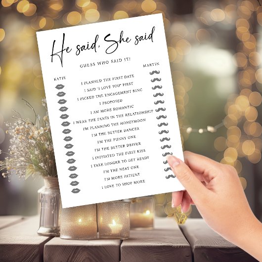 Hij zei dat ze een huwelijksverlovingsfeestspel ze kaart