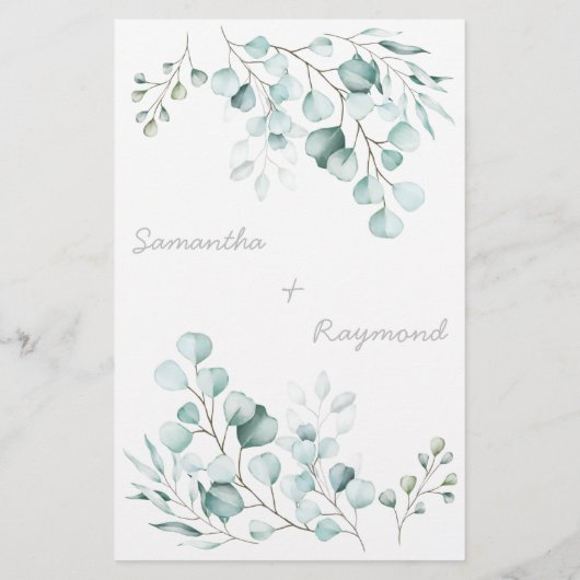 Hij zei dat ze Eucalyptus CoupleShower Game Card z Flyer (Achterkant)