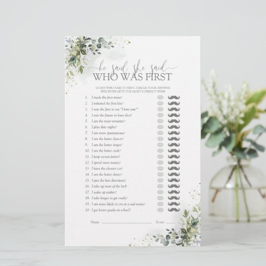 Hij zei dat ze Eucalyptus Vrijgezellenfeest Game z (Staand voorkant)