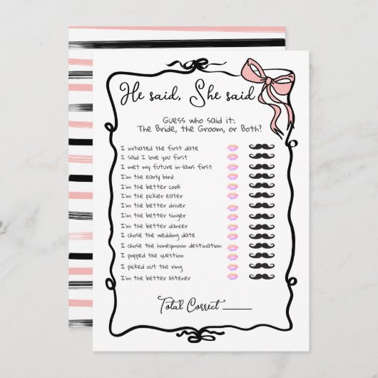 Hij zei dat ze Hand Drawn Bow Vrijgezellenfeest sp Kaart (Voorkant / Achterkant)