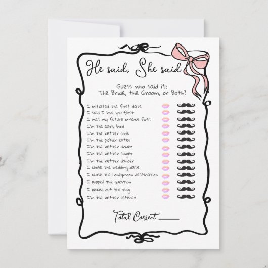 Hij zei dat ze Hand Drawn Bow Vrijgezellenfeest sp Kaart (Voorkant)