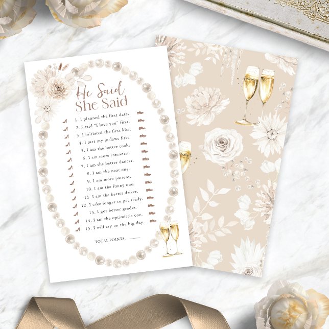 Hij zei dat ze spel zei (Pearls and Prosecco He Said She Said Game
)