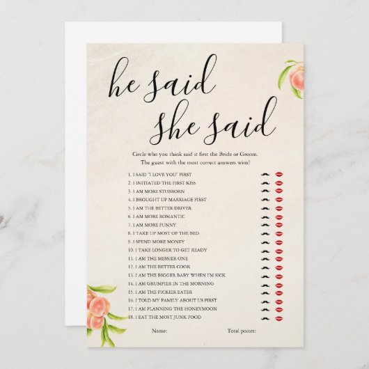 Hij zei dat ze Vrijgezellenfeest spel Kaart zei (Voorkant / Achterkant)