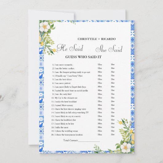 Hij zei dat ze Vrijgezellenfeest spelkaart zei Aankondiging (Voorkant)