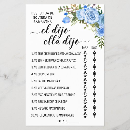 Hij zei dat ze Vrijgezellenfeest tweetalige spelka Flyer (Achterkant)