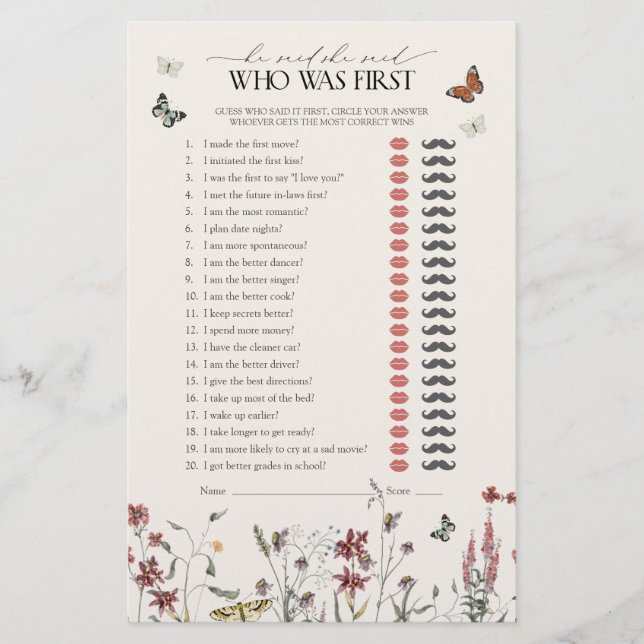 Hij zei dat ze wilde bloem vlinder douche spel zei (Voorkant)