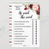 Hij zei dat ze zei dat Marsala Floral Vrijgezellen (Voorkant / Achterkant)