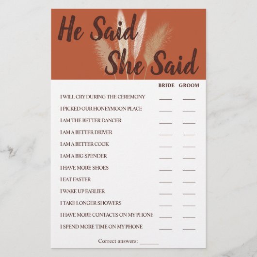 Hij zei dat ze zei dat Pampas Couples een Kaart va (Voorkant)