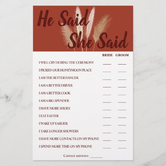 Hij zei dat ze zei dat Pampas Couples een Kaart va (Voorkant)