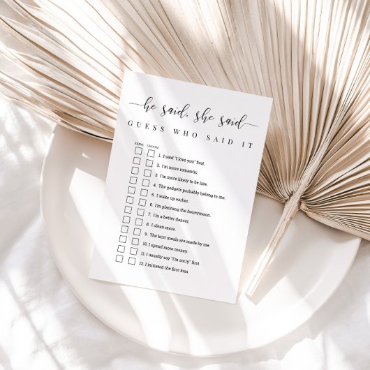 Hij zei dat ze zei dat Vrijgezellenfeest Game Kaart