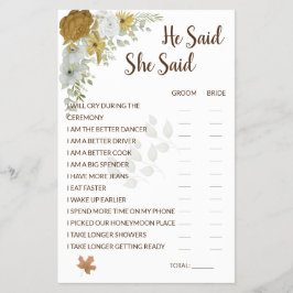 Hij zei dat zij zei Boho Herfst Bruidsuitnodiging  Flyer