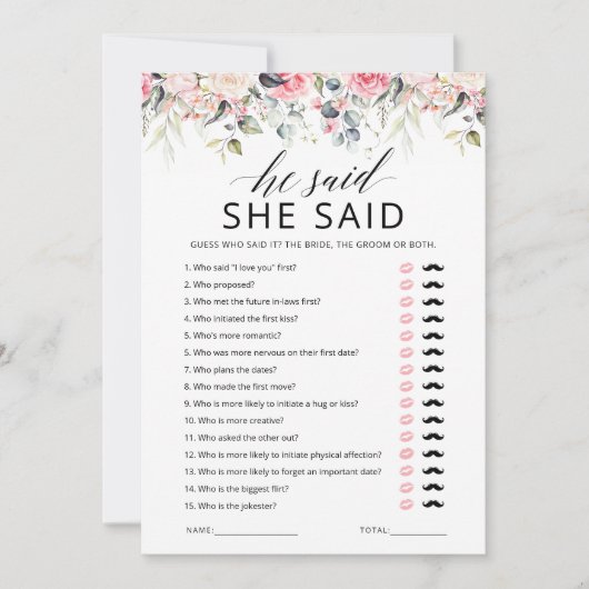 Hij zei dat zij zei Bruidsjonker spelkaart Kaart (Voorkant)