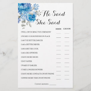 Hij zei dat zij zei dat Blauwe Koppel Shower Spelk Flyer