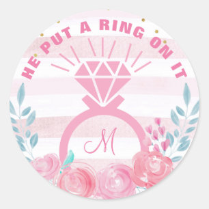 Hij zette een ring op het Monogram Florence Verlov Ronde Sticker