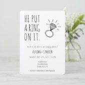 Hij zette een ring op het Verloving uitnodiging (Staand voorkant)