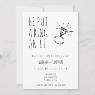 Hij zette een ring op het Verloving uitnodiging