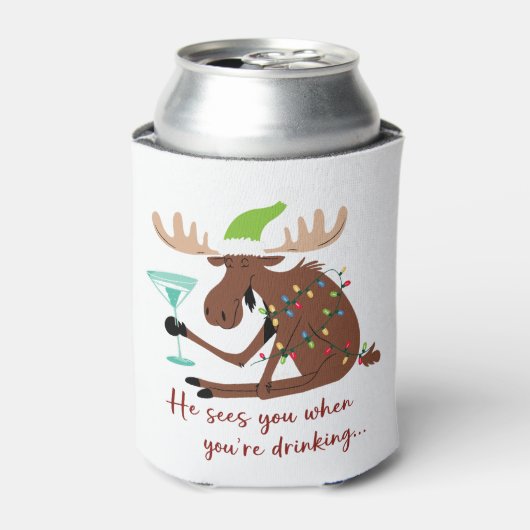 Hij ziet je als hij een raar kerstrendier Drink Blikjeskoeler (Blikje Voorkant)