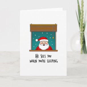 Hij Ziet Je Als Je Slaapt Grappige Kerst  Kaart
