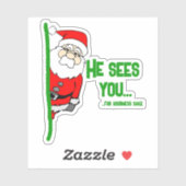 Hij ziet u... (in godsnaam) Kerstman Sticker (Vel)