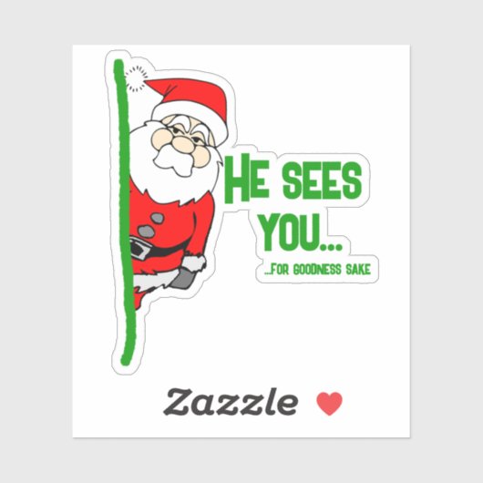 Hij ziet u... (in godsnaam) Kerstman Sticker (Vel)