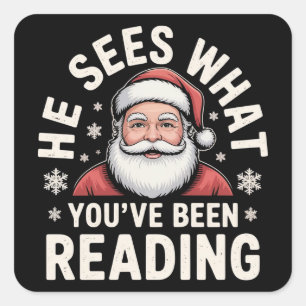 Hij Ziet Wat Je Hebt Gelezen Sinterklaas Boekenwur Vierkante Sticker