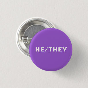 Hij, zij, paarse Gender Pronouns Lgbetq Pride pin Ronde Button 3,2 Cm