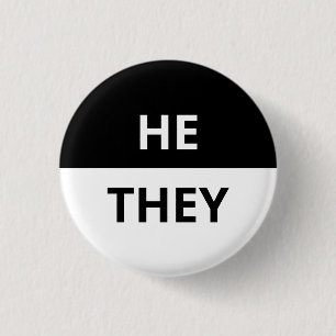 Hij/zij Pronoun Black & White Badge Ronde Button 3,2 Cm