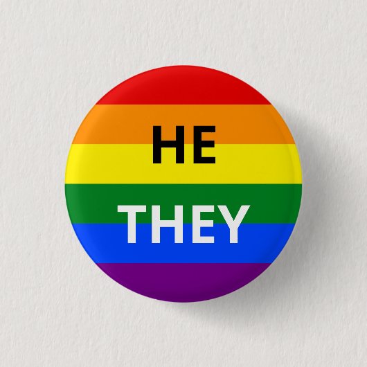 Hij/zij Pronoun Rainbow Badge Ronde Button 3,2 Cm (Voorkant)