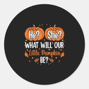 Hij Zij Wat Zal Ons Kleine Pompoen Zijn Halloween  Ronde Sticker